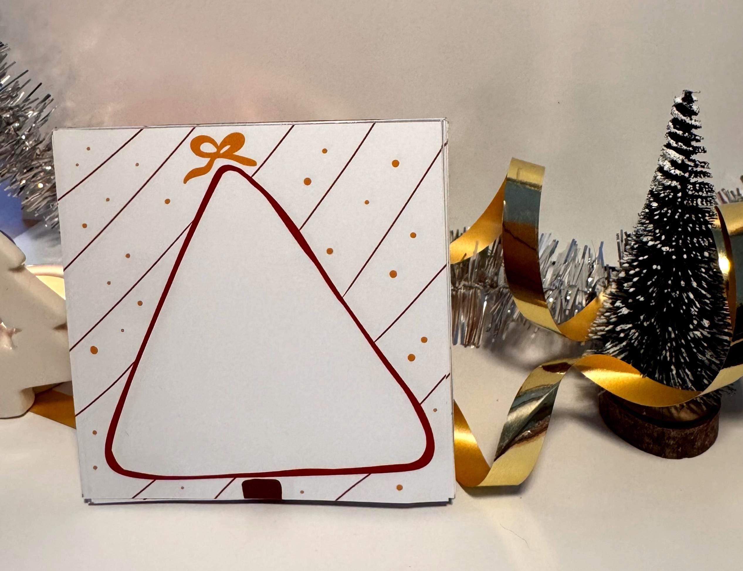 Red and Gold Christmas tree memopad