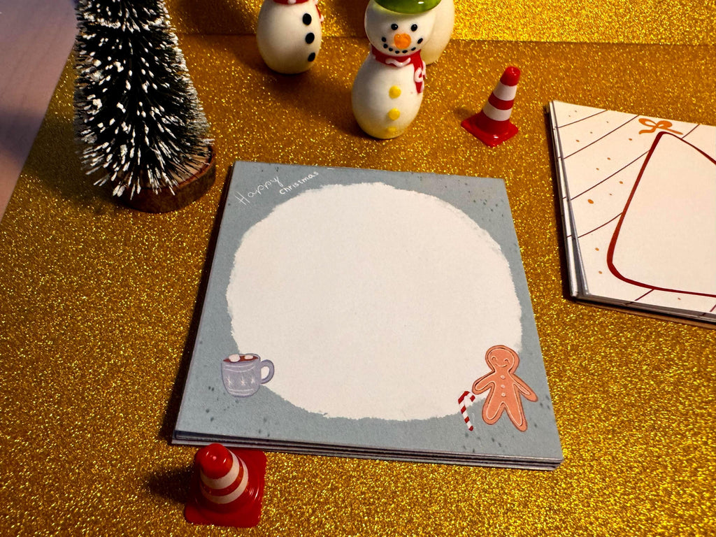 Snowy Christmas Notepad – Hot Chocolate & Gingerbread Pad | Winter Stationery | Holiday To-Do List |Handmade Notepad