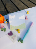 Blue sky and flowers day! Spring bundle: pen + stickers + memopad