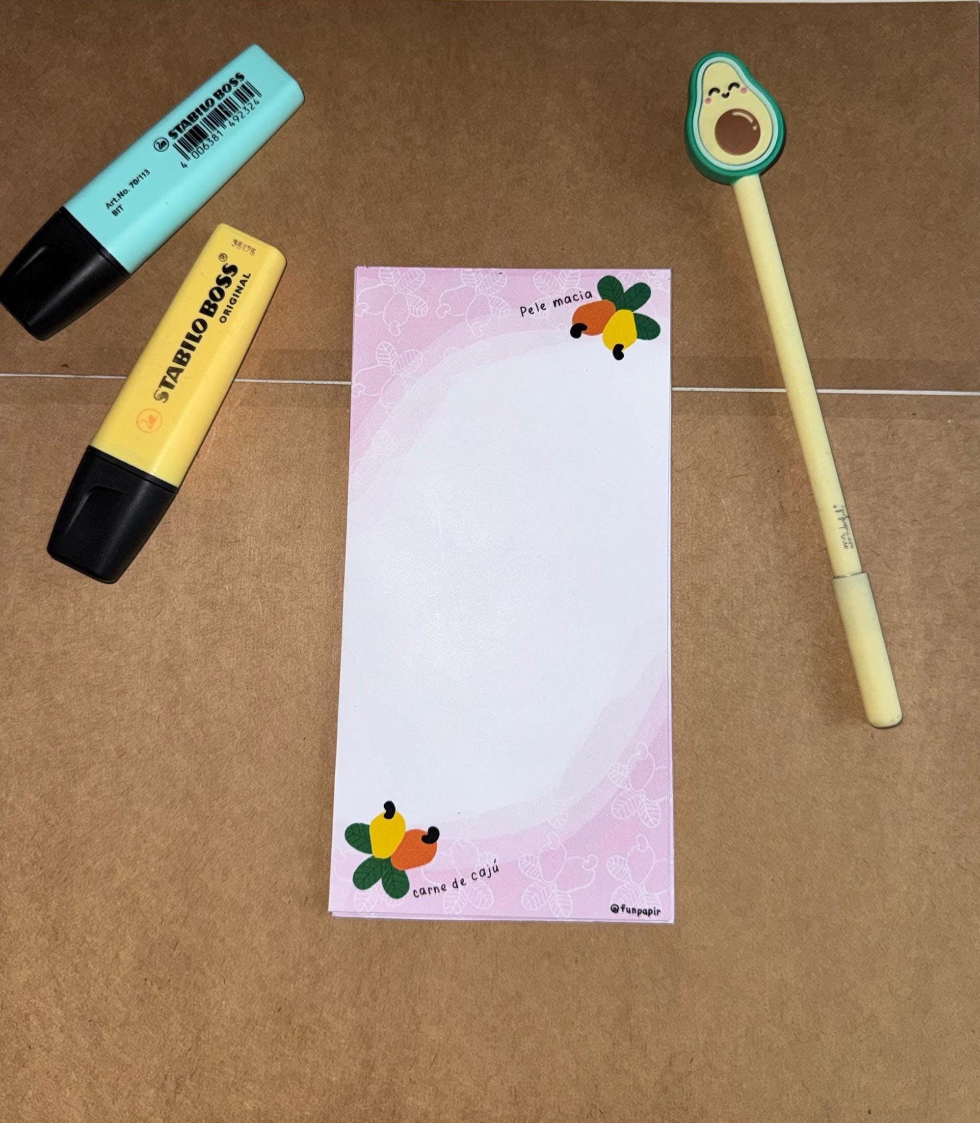 Pink Cashew Fruit Notepad – Tropical Stationery Pad
