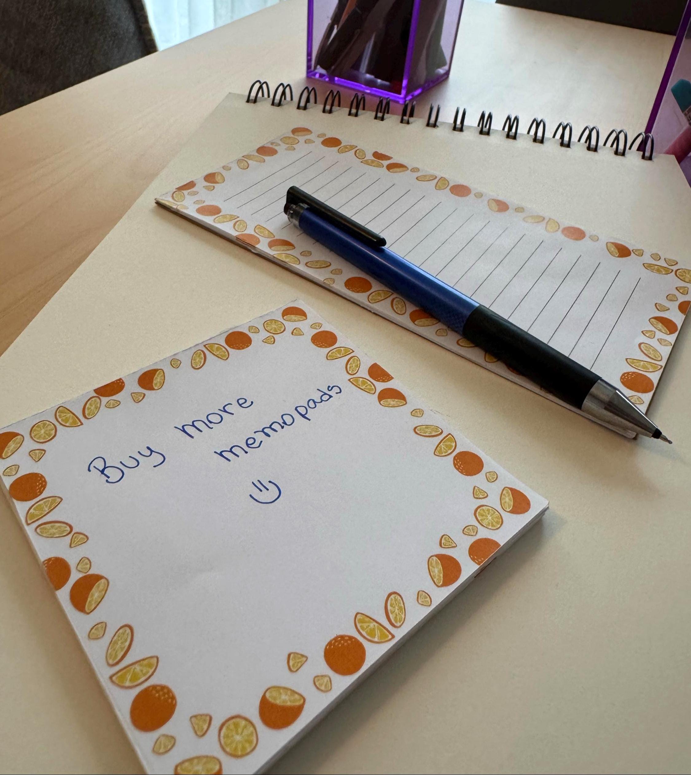 Orange Summer - Memo Pad - Colourful stationery - Fun Pattern