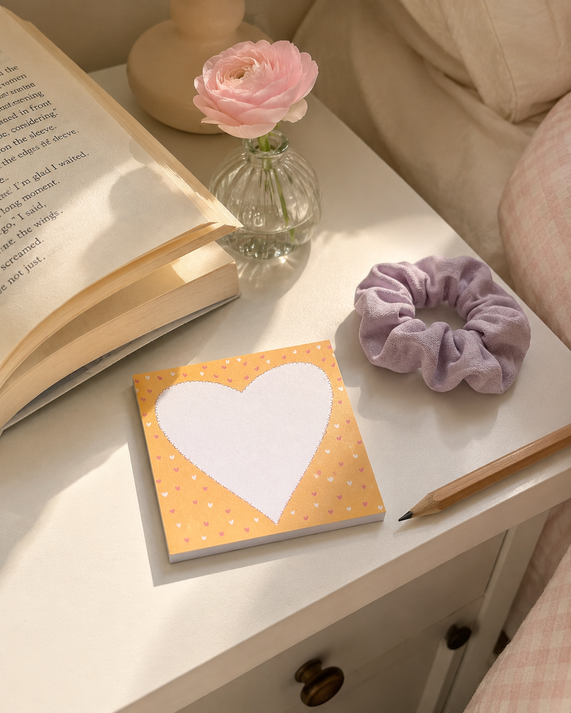 memopad in a white furniture 